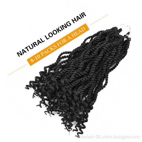 Senegalese Twist Hair for Women Curly Ends 3X Kinky Twist Ombre Black Red Crochet Braiding Hair Synthetic Hair Extensions